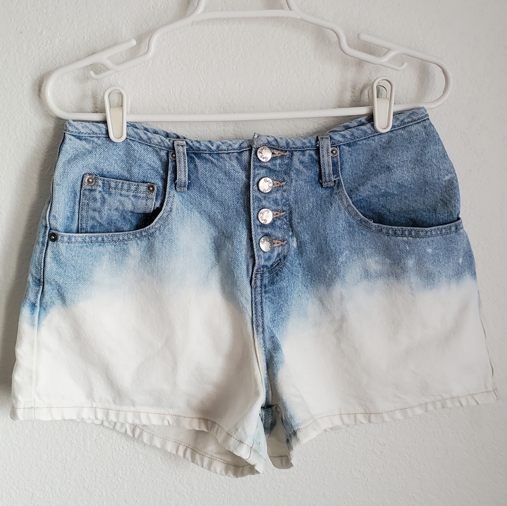Vintage Paris Blues Custom Bleached Distressed Button Fly High Waist Shorts 11